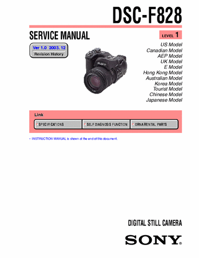 Sony DSC-F828 Sony DSC-F828 Camera Service Manual
